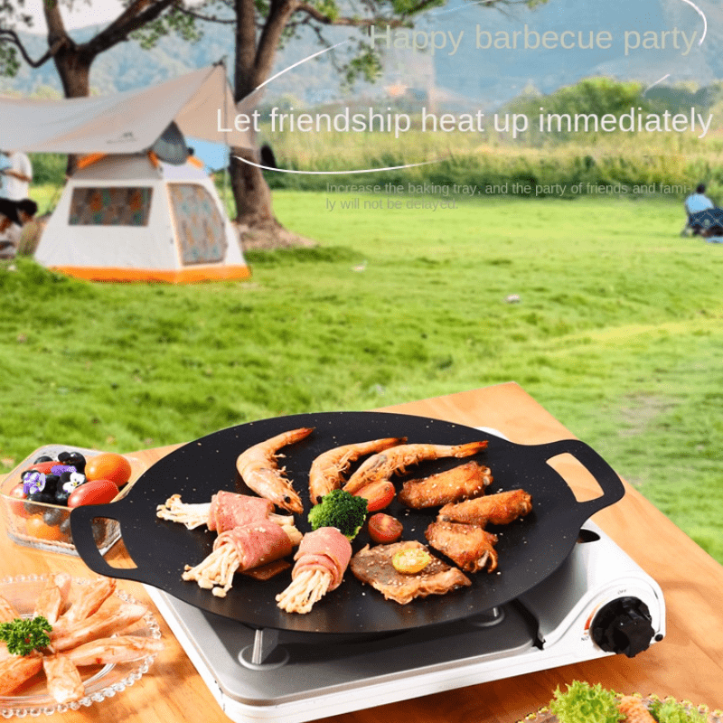Nonstick BBQ Grill Pan Round Grilling Tray Heat Resistant Cookware Barbecue Tool