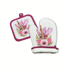 2pcs Cotton Oven Mitts for Baking High Temp Resistant