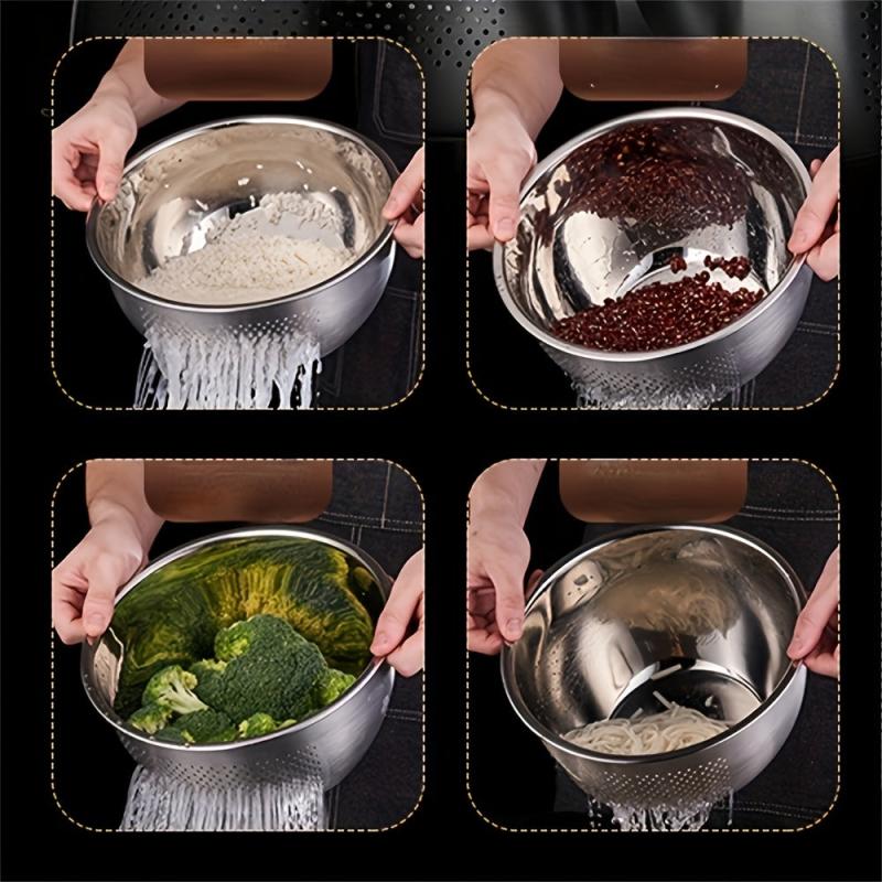 Stainless Steel Rice Washing Drain Basket Colander
