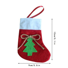 10pcs Christmas Sock & Fork Storage Bag Cartoon Christm