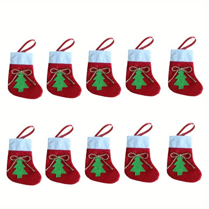 10pcs Christmas Sock & Fork Storage Bag Cartoon Christm