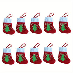10pcs Christmas Sock & Fork Storage Bag Cartoon Christm