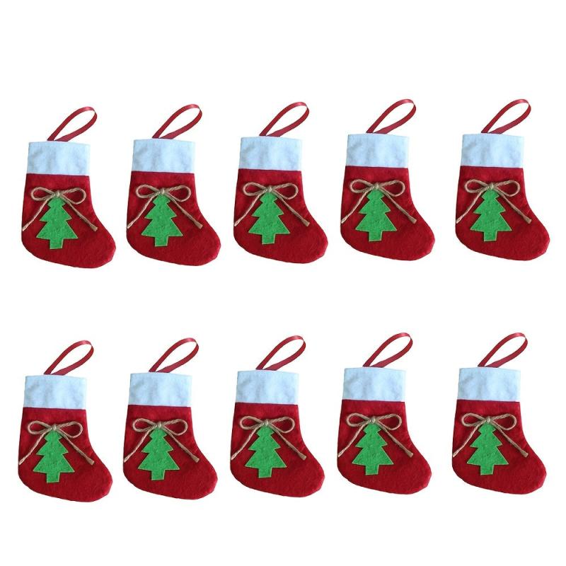 10pcs Christmas Sock & Fork Storage Bag Cartoon Christm