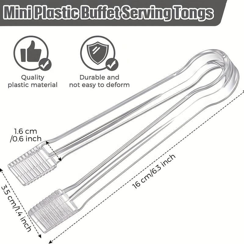 5pcs Serving Tongs Plastic Ice Cube Fruit Bread Steak Salad Dessert Tongs