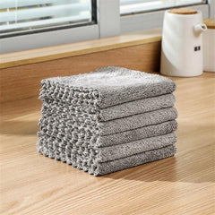 5pcs Kitchen Dish Towels Highly Absorbent Cleaning Cloth Fast Drying Bamboo Char