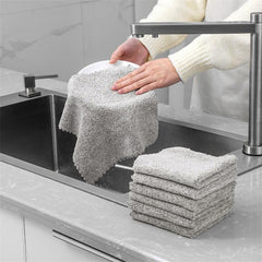 5pcs Kitchen Dish Towels Highly Absorbent Cleaning Cloth Fast Drying Bamboo Char