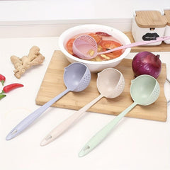 Eco Friendly 2 in 1 Filter & Soup Spoon Long Handle Plastic Hot Pot Utensil
