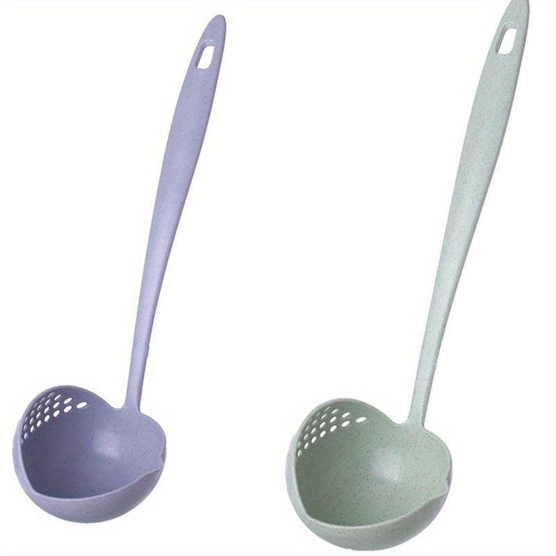 Eco Friendly 2 in 1 Filter & Soup Spoon Long Handle Plastic Hot Pot Utensil