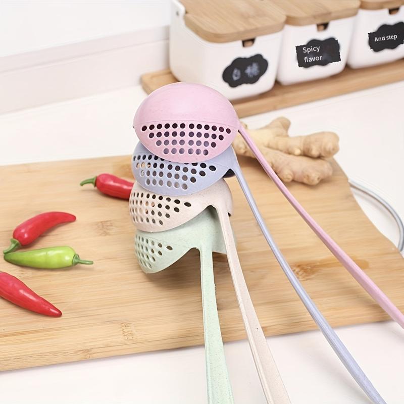 Eco Friendly 2 in 1 Filter & Soup Spoon Long Handle Plastic Hot Pot Utensil