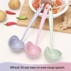 Eco Friendly 2 in 1 Filter & Soup Spoon Long Handle Plastic Hot Pot Utensil