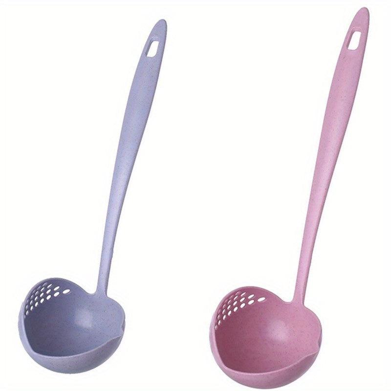 Eco Friendly 2 in 1 Filter & Soup Spoon Long Handle Plastic Hot Pot Utensil