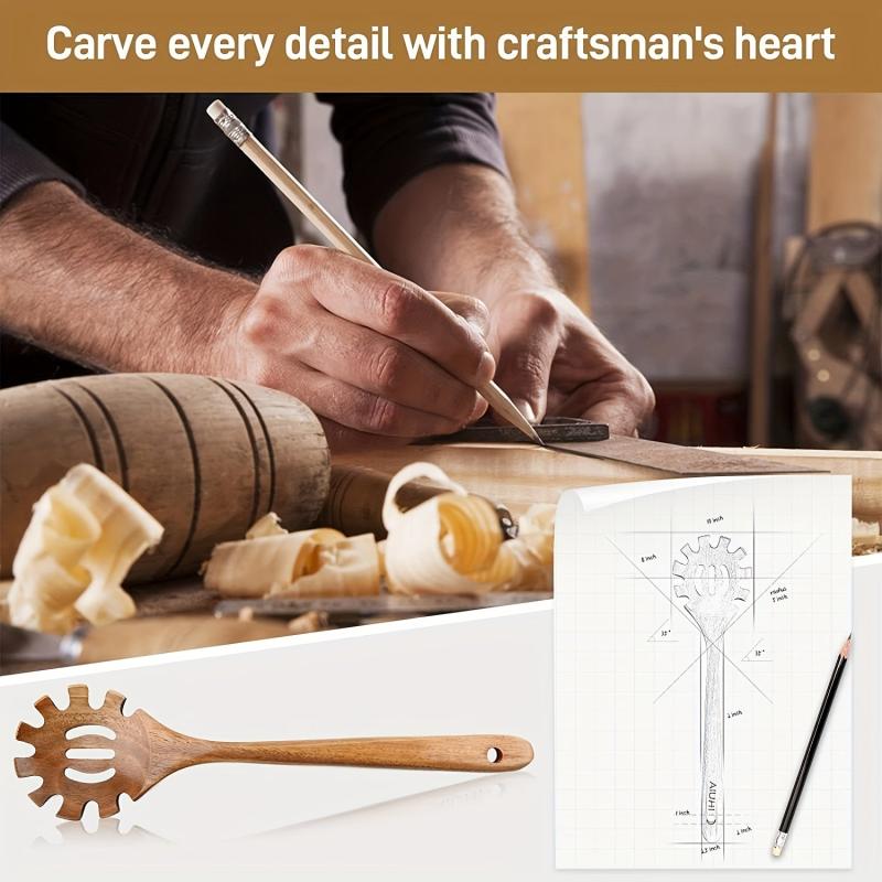 Wooden Pasta Fork Spaghetti Spoon Noodle Server