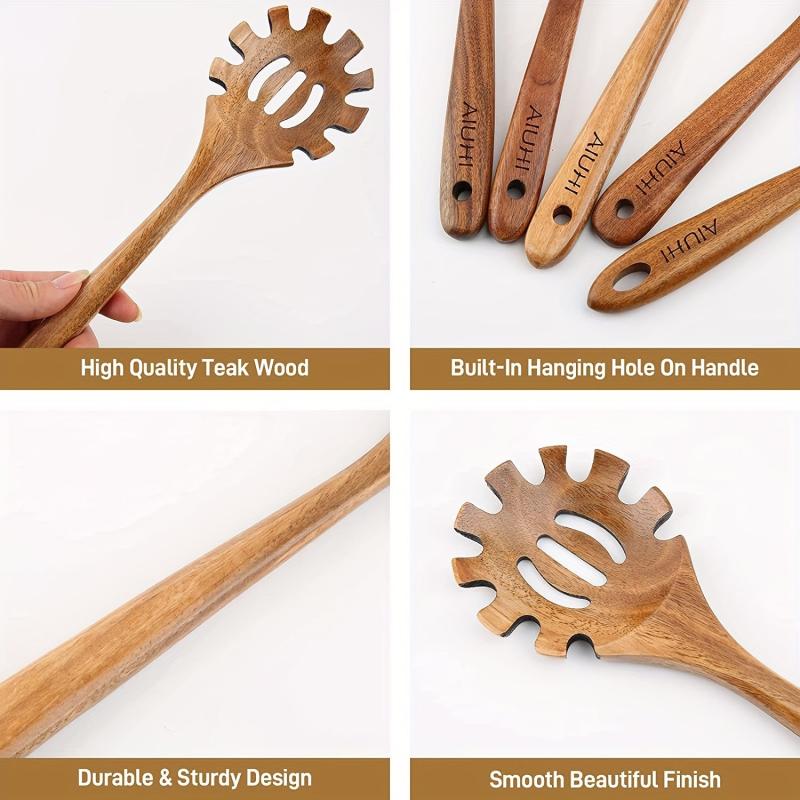 Wooden Pasta Fork Spaghetti Spoon Noodle Server