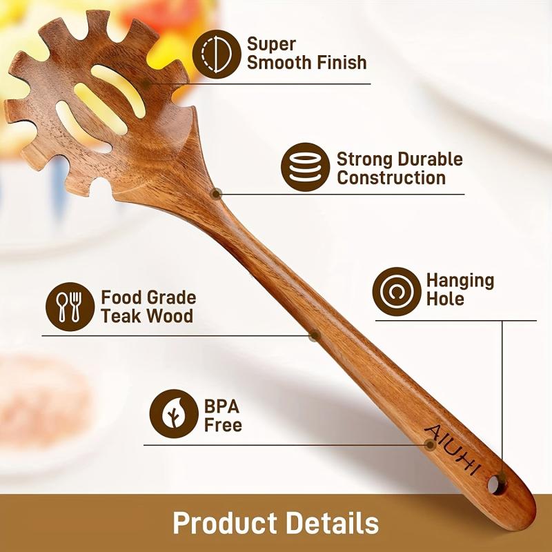 Wooden Pasta Fork Spaghetti Spoon Noodle Server