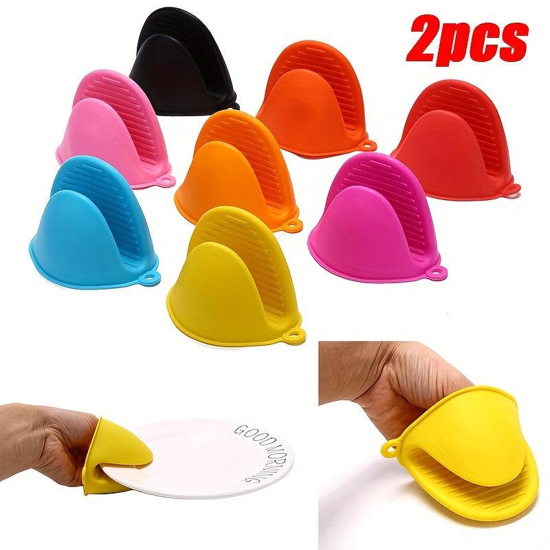 2pcs Silicone Mini Oven Mitts Textured Heat Insulation Hand Clip