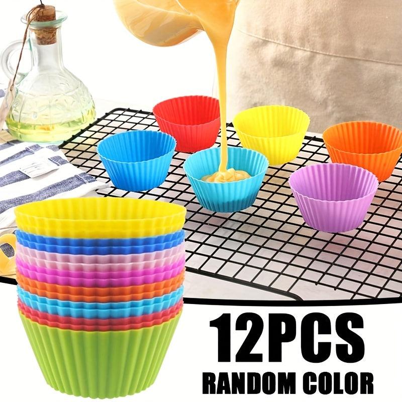 12pcs Silicone Muffin Cups Reusable Cupcake Liners Baking Tools Kitchen Gadgets