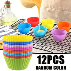 12pcs Silicone Muffin Cups Reusable Cupcake Liners Baking Tools Kitchen Gadgets