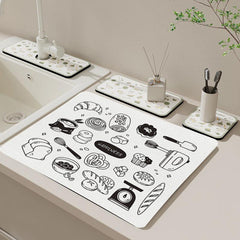 Rubber Dish Drying Mat Absorbent Drainer Mat Kitchen Placemat