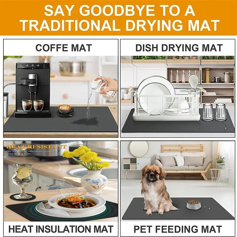 Rubber Dish Drying Mat Absorbent Drainer Mat Kitchen Placemat
