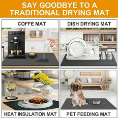Rubber Dish Drying Mat Absorbent Drainer Mat Kitchen Placemat