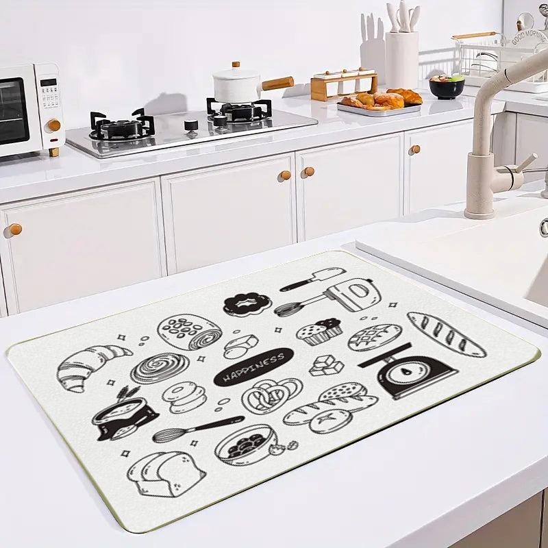 Rubber Dish Drying Mat Absorbent Drainer Mat Kitchen Placemat