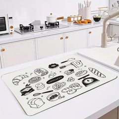 Rubber Dish Drying Mat Absorbent Drainer Mat Kitchen Placemat