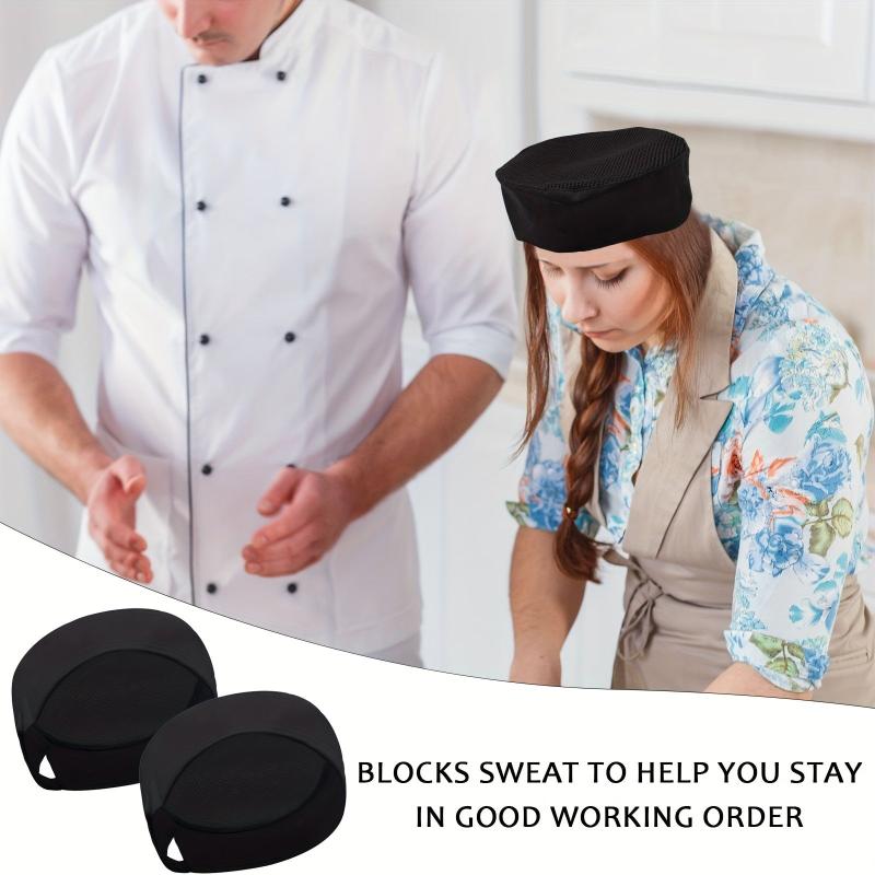 2pcs Mesh Top Adjustable Chefs Hats For Women Men