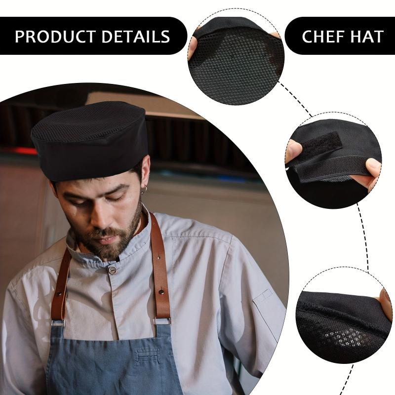 2pcs Mesh Top Adjustable Chefs Hats For Women Men