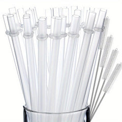 32 Pack Reusable Drinking Straws with Cleaning Brush, Colorful Solid Plastic