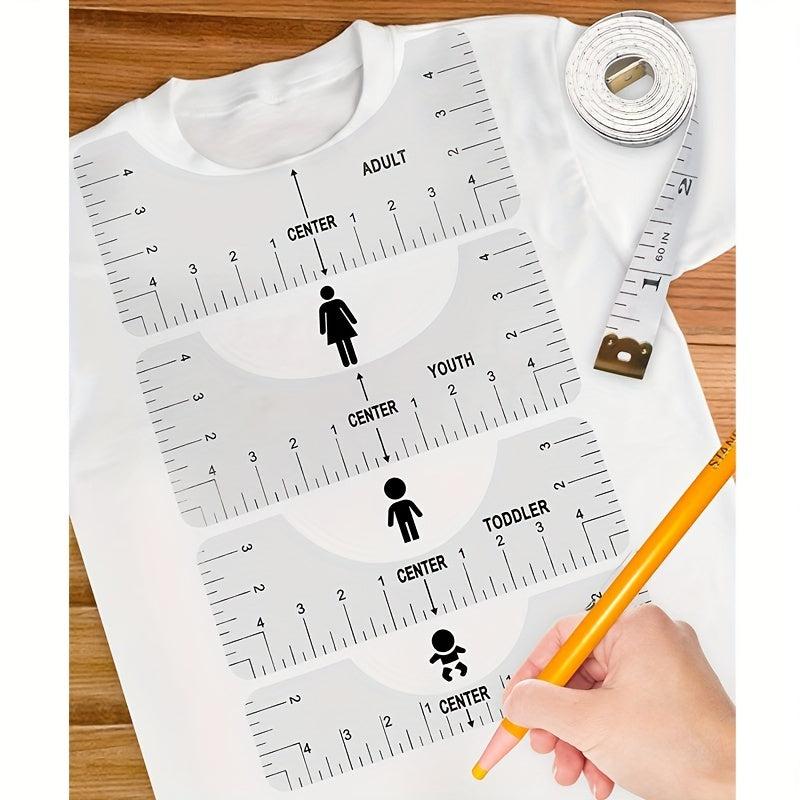 Round Collar T shirt Alignment Ruler Sewing Collar Measuring Tool 4 piece Set