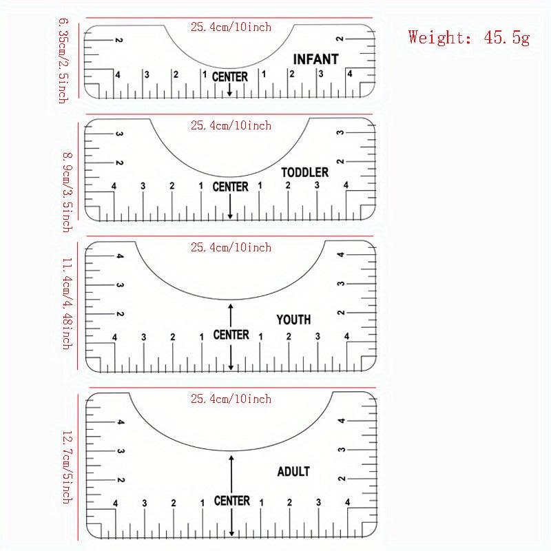 Round Collar T shirt Alignment Ruler Sewing Collar Measuring Tool 4 piece Set