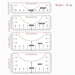 Round Collar T shirt Alignment Ruler Sewing Collar Measuring Tool 4 piece Set