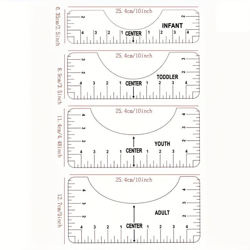 Round Collar T shirt Alignment Ruler Sewing Collar Measuring Tool 4 piece Set