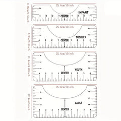 Round Collar T shirt Alignment Ruler Sewing Collar Measuring Tool 4 piece Set