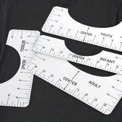 Round Collar T shirt Alignment Ruler Sewing Collar Measuring Tool 4 piece Set