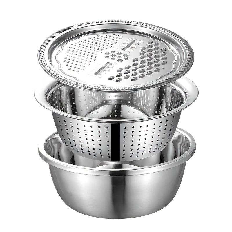 3pcs Set Colander Set Stainless Steel Vegetable Slicer Fruit Slicer