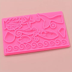 Ocean Animals Fondant Mold 3D Silicone Mold Sea Waves And Marine Life Candy Mold