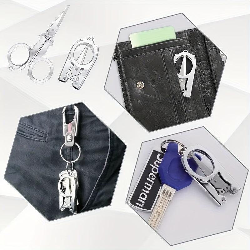 Stainless Steel Folding Scissors Travel Convenient Office School Stationery
