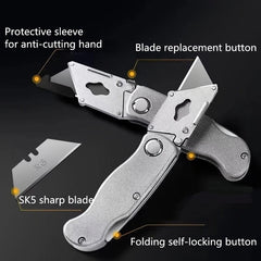 Heavy Duty Box Cutter with Clip Aluminum Body