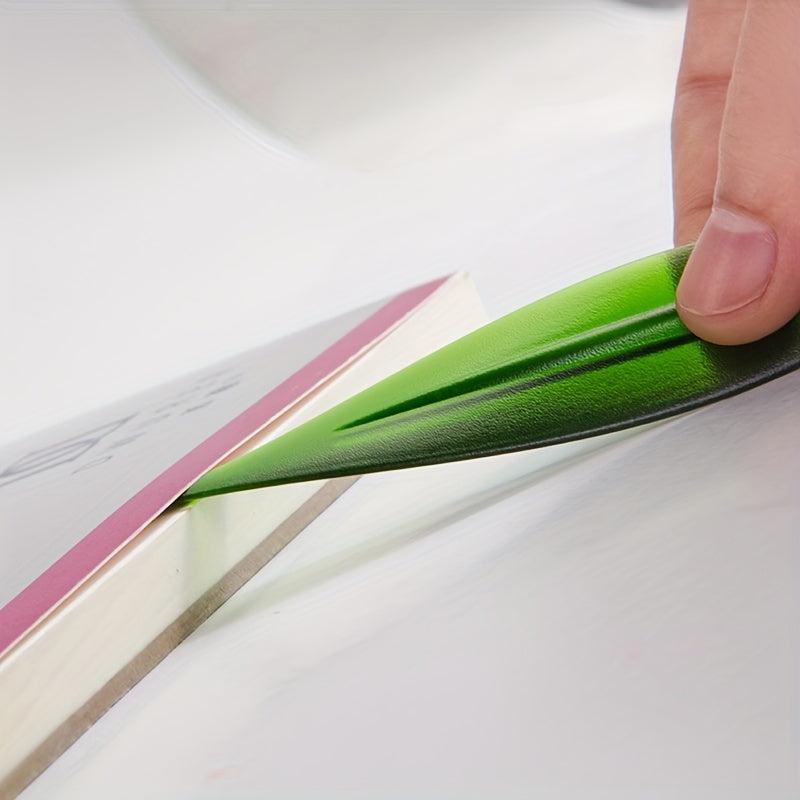 Leaf Shaped Letter Opener Green Plastic Willow Leaf Paper Keychain