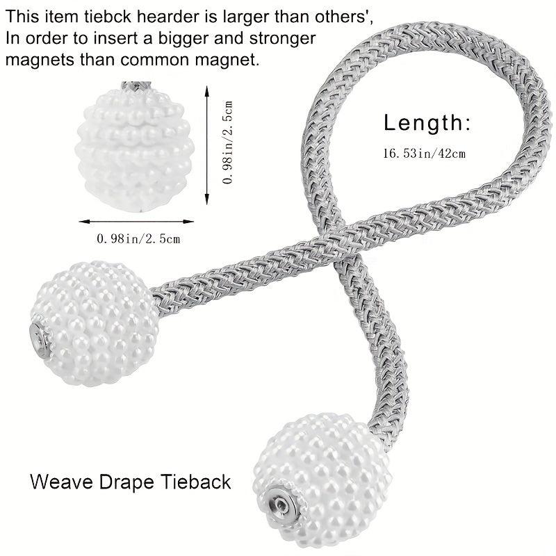 Magnetic Curtain Tiebacks with Pearl Ball Window Holdbacks - 5 Options
