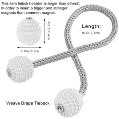 Magnetic Curtain Tiebacks with Pearl Ball Window Holdbacks - 5 Options