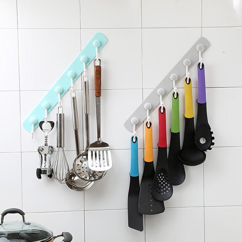 360 Rotating Rack with 6 Hooks Towel Rag Hook Hanger Bathroom Organizer