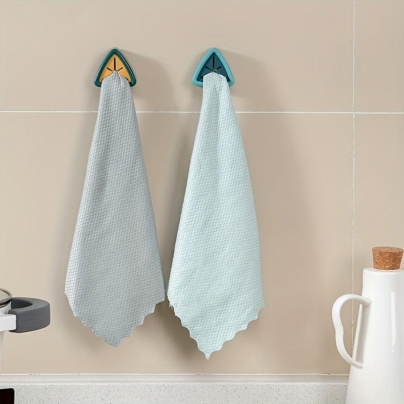 Triangle Push Towel Hooks Adhesive Wall Towel Holder