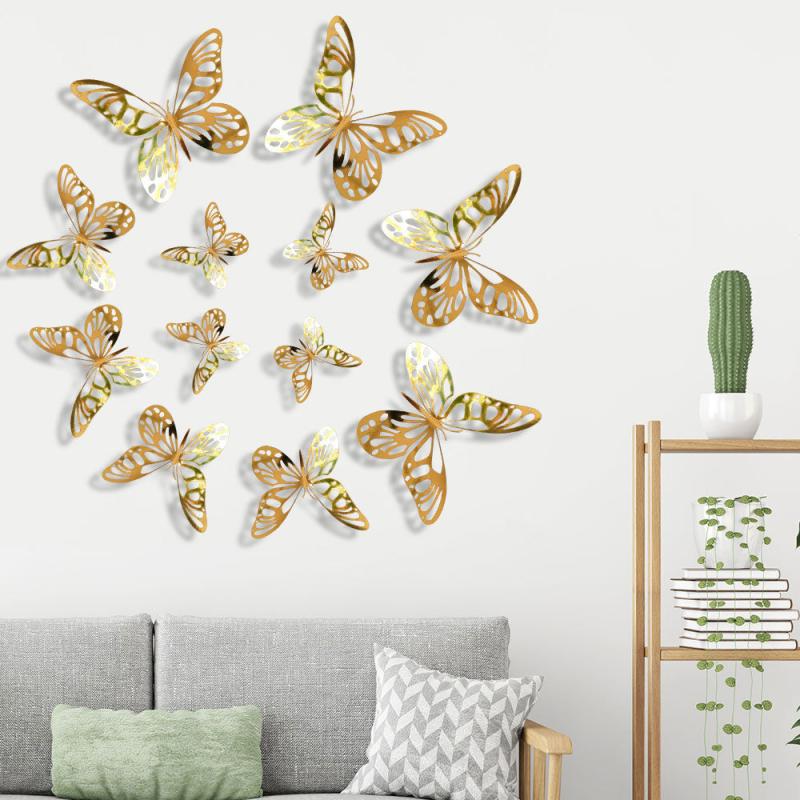 12pcs 3D Hollow Butterfly Wall Stickers DIY Home Room Decor