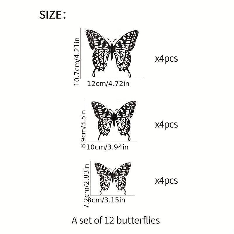12pcs 3D Hollow Butterfly Wall Stickers DIY Home Room Decor