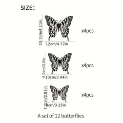 12pcs 3D Hollow Butterfly Wall Stickers DIY Home Room Decor