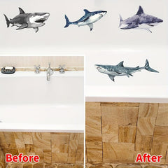 6Pcs Anti Slip Shark Bathtub Stickers Waterproof Bathroom Stickers