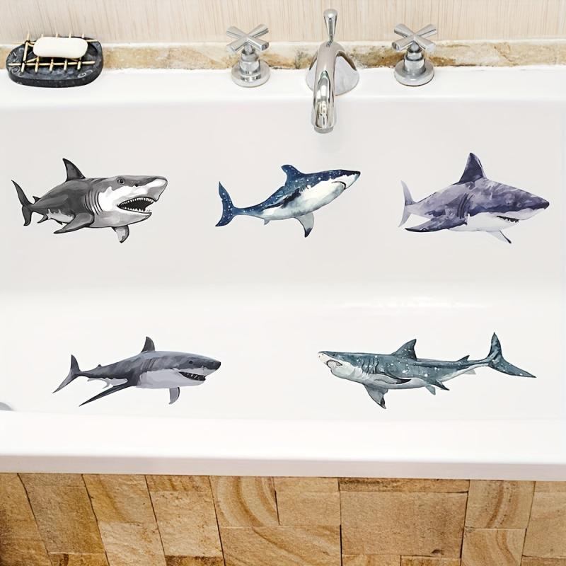 6Pcs Anti Slip Shark Bathtub Stickers Waterproof Bathroom Stickers