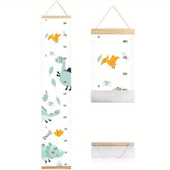 Dinosaur Growth Chart Wooden Frame Canvas Measurement Ruler Room Decor